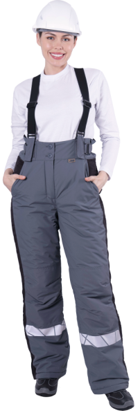 Брюки женские ХАЙ-ТЕК SAFETY зимние, серый-черный Брю 231 Наутика, пл. 125 г/м² ФСС