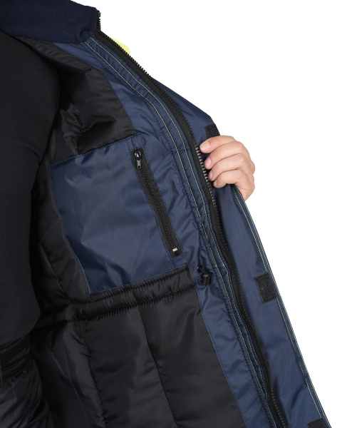 Куртка "ТЕРМИНАЛ" зимняя тк.Оксфорд синяя с лимонным и СОП (ЧЗ)