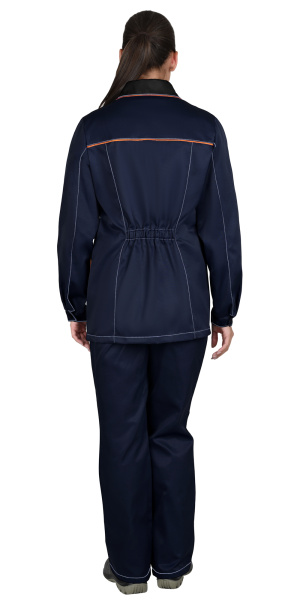 Костюм "ЗОЛУШКА" женский: куртка, брюки т. синий с черным и оранжевой отд. Тк. Гретта 190 (ЧЗ)