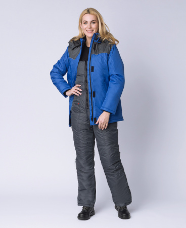Куртка зимняя женская Сакрин (Дюспо), васильковый/темно-серый