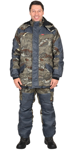 Костюм "ГОРКА" зимний: куртка дл.,брюки (тк.CROWN,отд. серый оксфорд) КМФ "Питон"