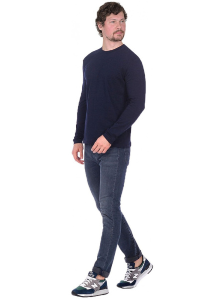 Футболка длинные рукава темно-синияя 160г/м2, (М-63)