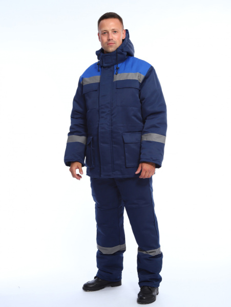 Костюм утепленный Буревестник Ультра курт.+п/к СОП (тк.смесов+синтепон) синий с вас Кос 115У