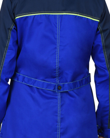 Халат "Ирина" женский васильковый с синим и лимонным кантом (ЧЗ)