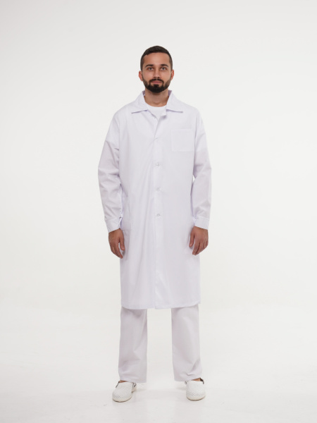 Халат рабочий мужской №202 отбеленный, ткань ТИСИ