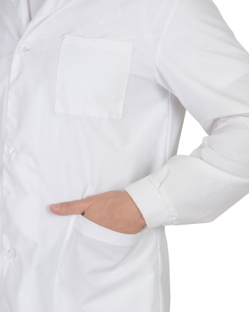 Халат х/б бязь, мужской белый СИРИУС