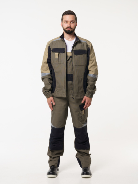 Куртка рабочая мужская №116 цвет хаки, черный, бежевый,  ткань Канвас