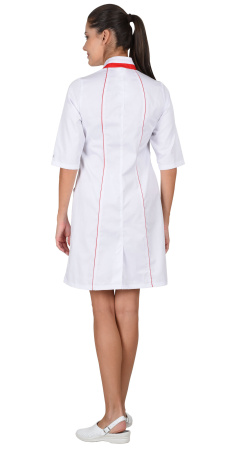 Халат "Муза" женский:  белый с красным (ЧЗ)