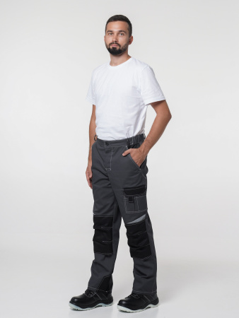 Брюки рабочие мужские №116 серый с черный, СОП, ткань Rodos
