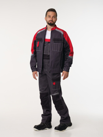 Куртка рабочая мужская №116 цвет серый с красным, черным