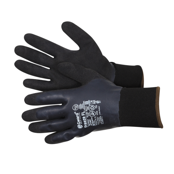 Перчатки GWARD FREEZE FL черный утепленные двухслойные со вспененным латексным покрытием